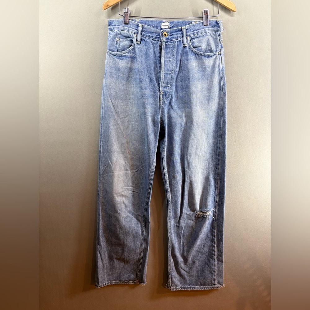 Chimala Mens Size 28X28  Selvedge Denim Distressed Button Fly Jeans Japanese